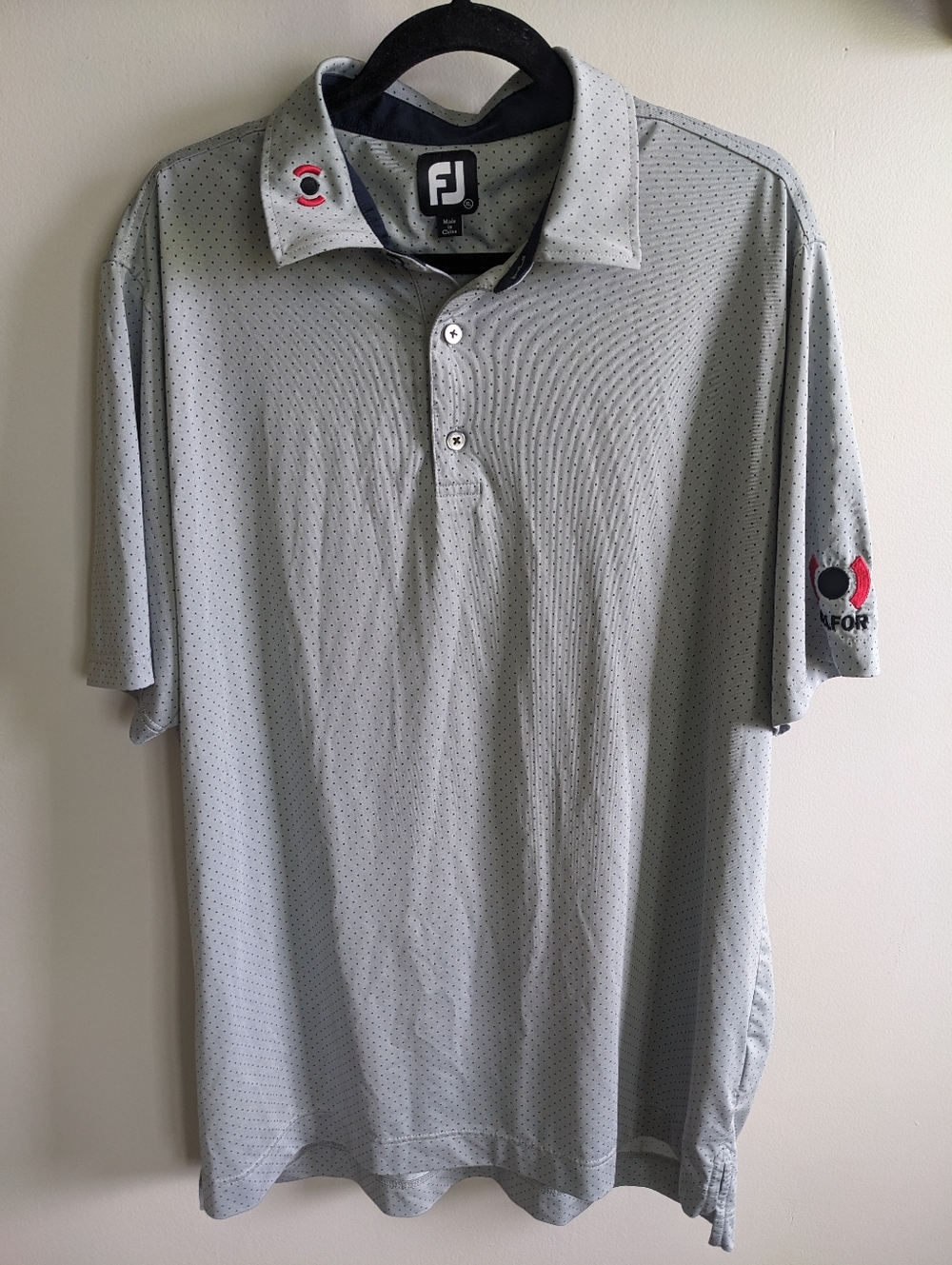 FootJoy Short Sleeved Gray Polka Dot Performance Polo Golf Shirt Men's XL